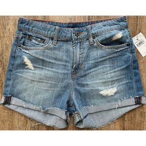 Jean Shop Hannah Cotton Denim Destroyed Cuffed Shorts Sz 27